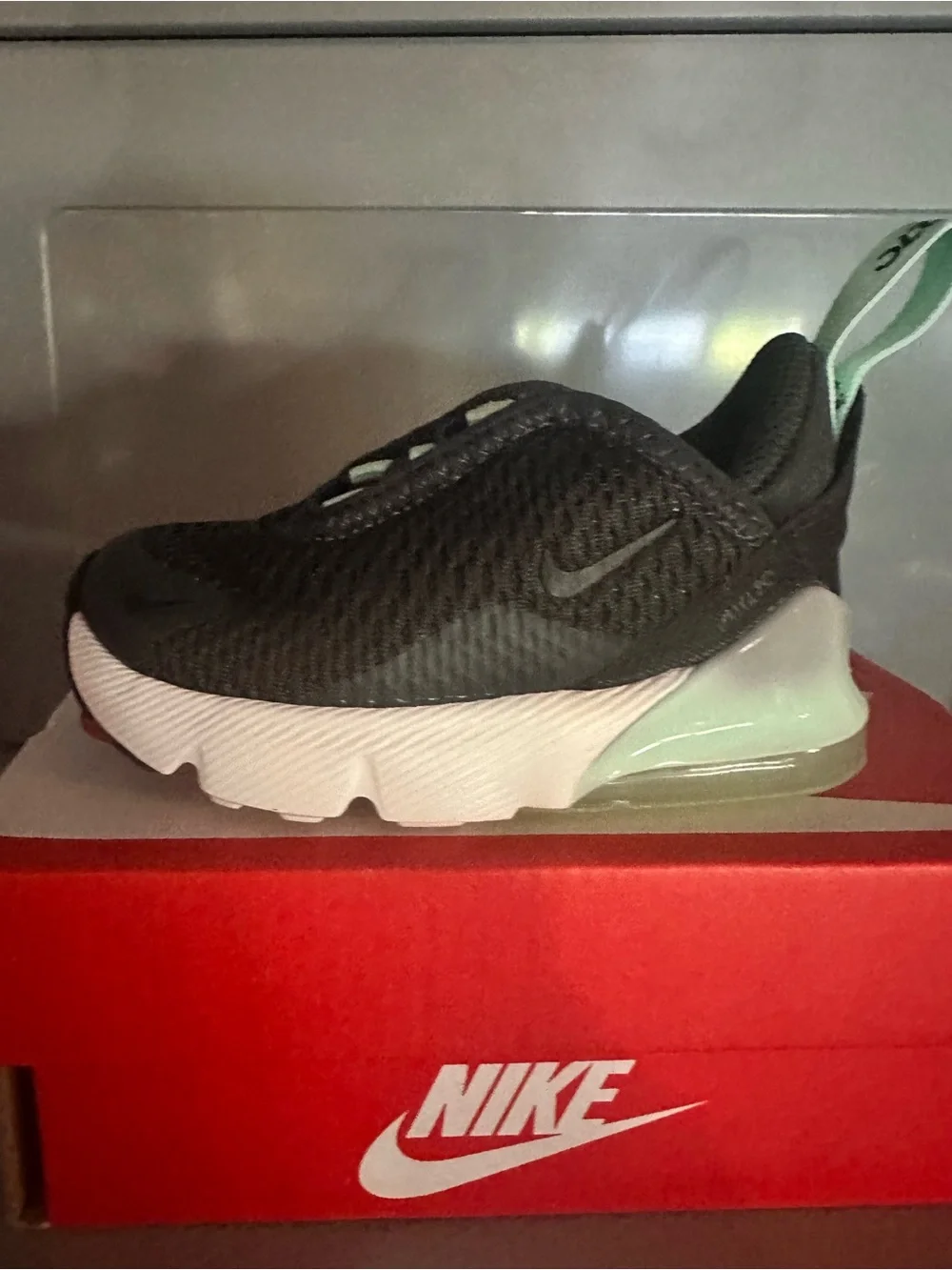 Nike Kids Black and Mint Green Air Max Slip-On Sneakers